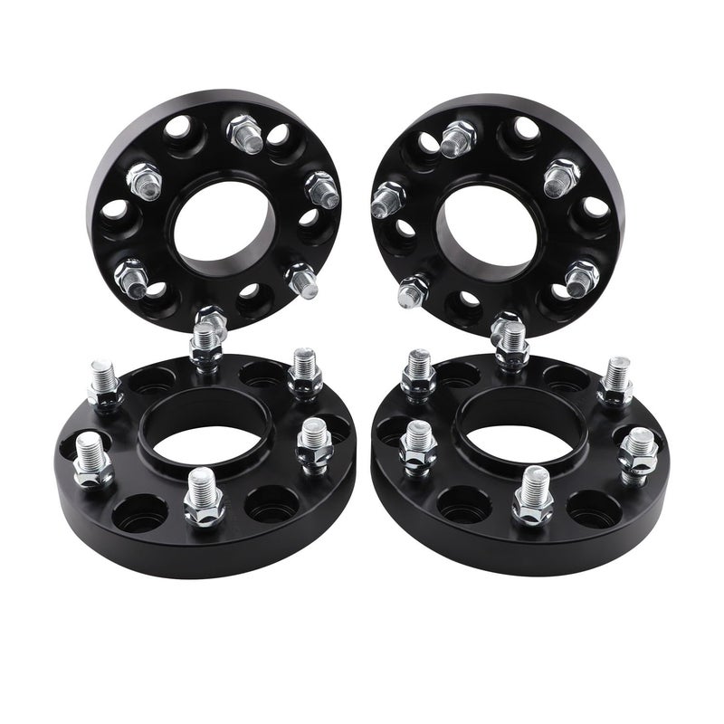 ZY WHEEL 4pcs 6x556x1397 Wheel Spacers M14x15 1 Black Compatible for 20192024 Ram 1500 778mm Hub Bore 6 Lugs Hubring Spacer